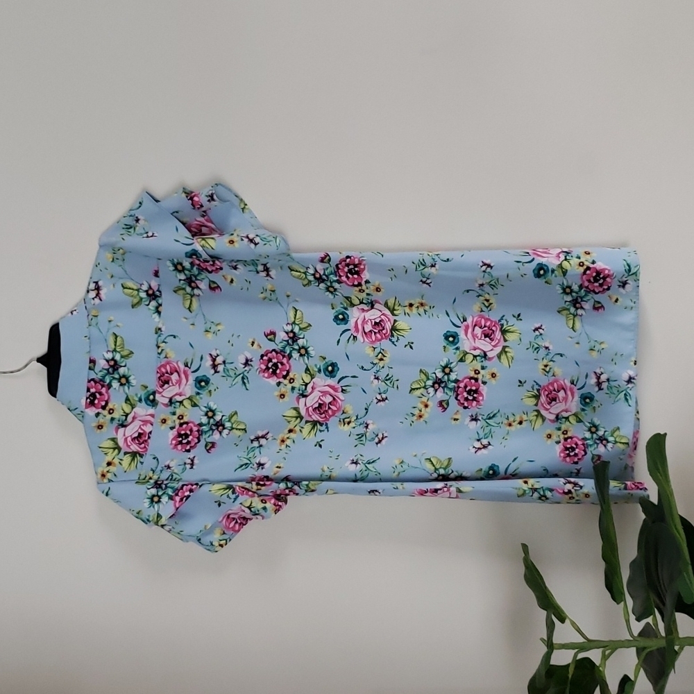 Laundry Shelli Segal floral tee shirt dress flutter sleeves stretch Size Small - Picture 10 of 10